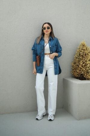 Ashley White Straight Palazzo Jeans