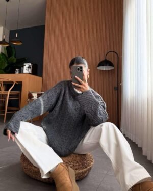 Dark Grey Braided Sweater