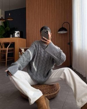 Light Grey Braided Sweater